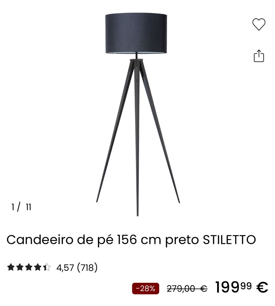 Candeeiro de pé preto