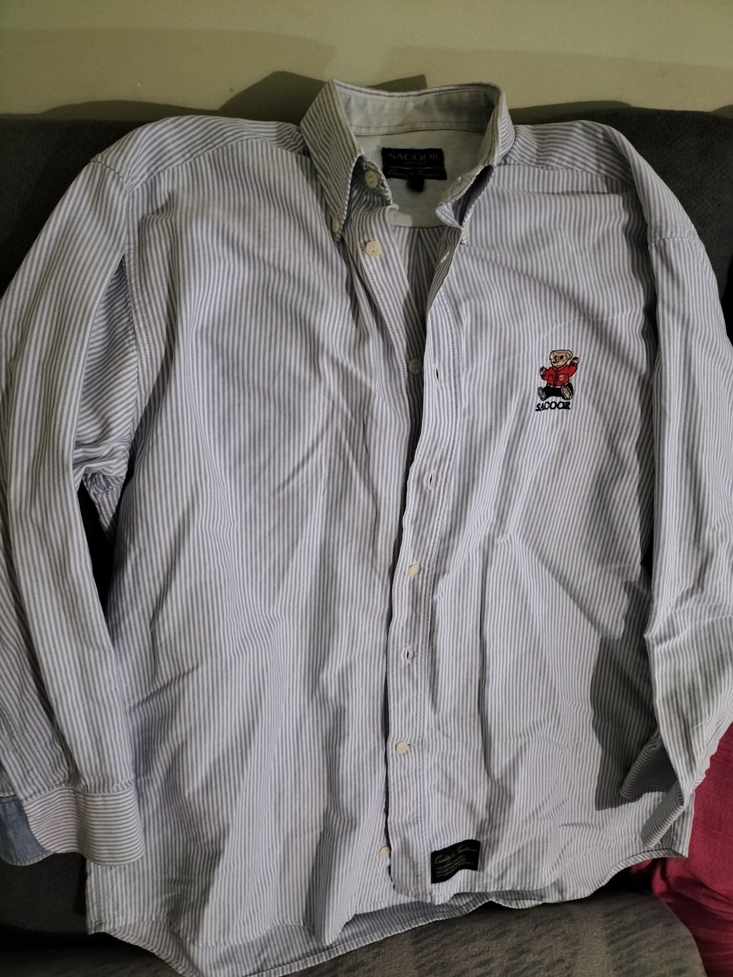 Camisa Sacoor Brothers – Riscas Azul e Branco – Tamanho L