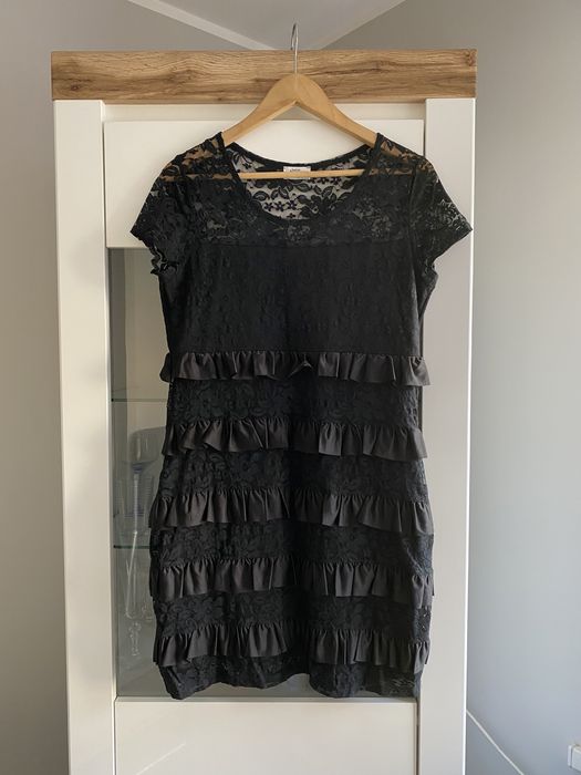 Sukienka falbany koronka Bonprix BPC 40 L 38 M