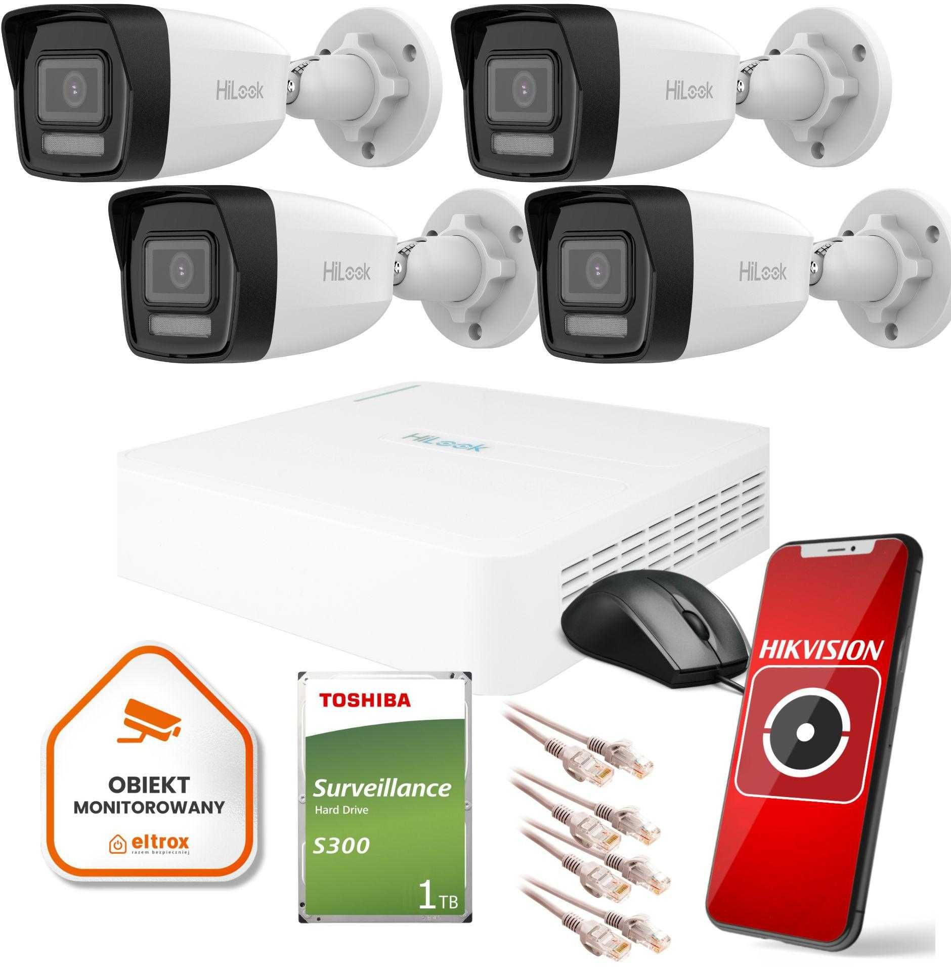 Monitoring domu Hilook Dysk 1TB 4 kamery 4MPx Eltrox Koszalin