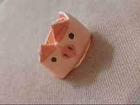 Pierścionek origami, świnka