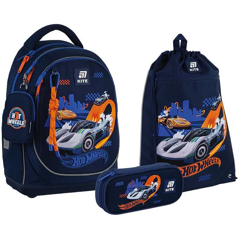 Шкільний набір Kite Education Hot Wheels (рюкзак, пенал, сумка) Кайт