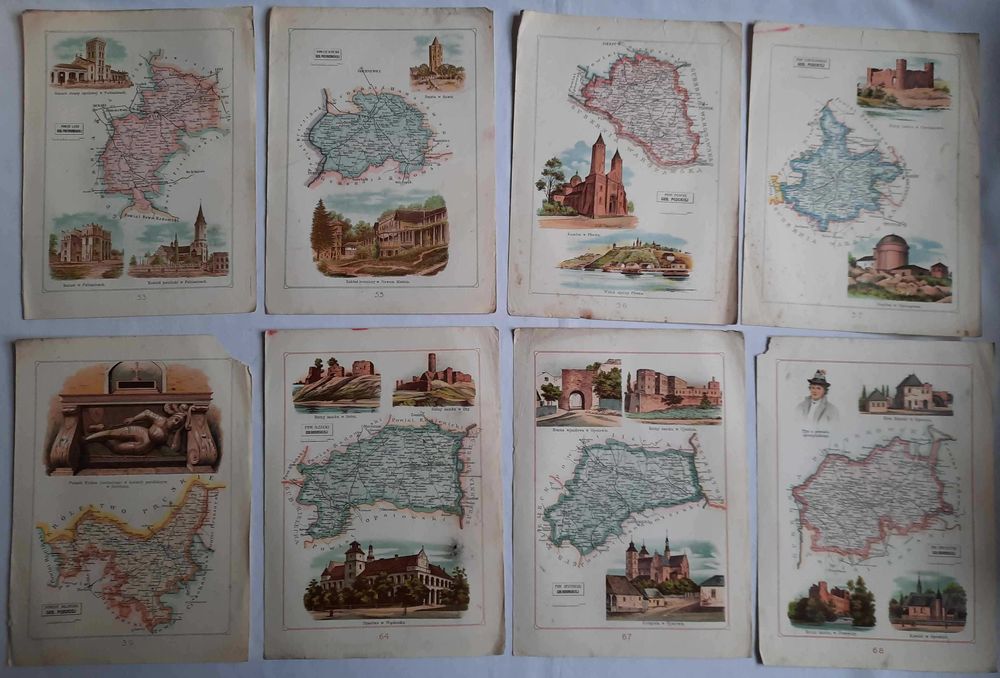 BAZEWICZ Atlas Geograficzny Ilustrowany Królestwa Polskiego 1907 rok.