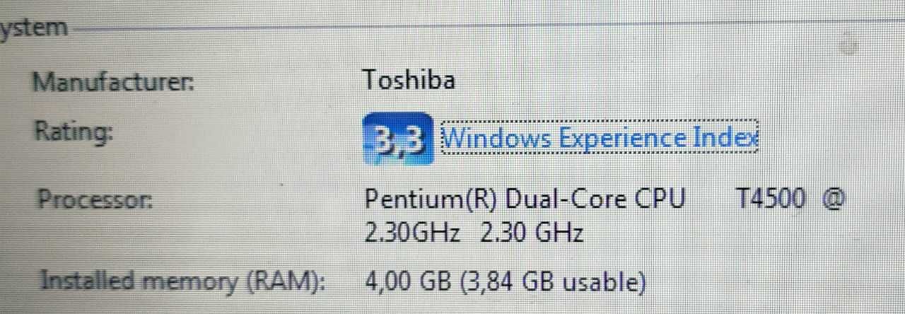 Toshiba Satellite L500-1U2 T4500 2x2.30GHz/4GB/HDD320GB Lubuntu22.03