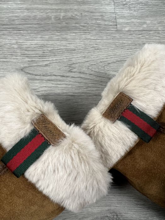 Зимние высокие ботинки с мехом внутри Gucci made in Italy