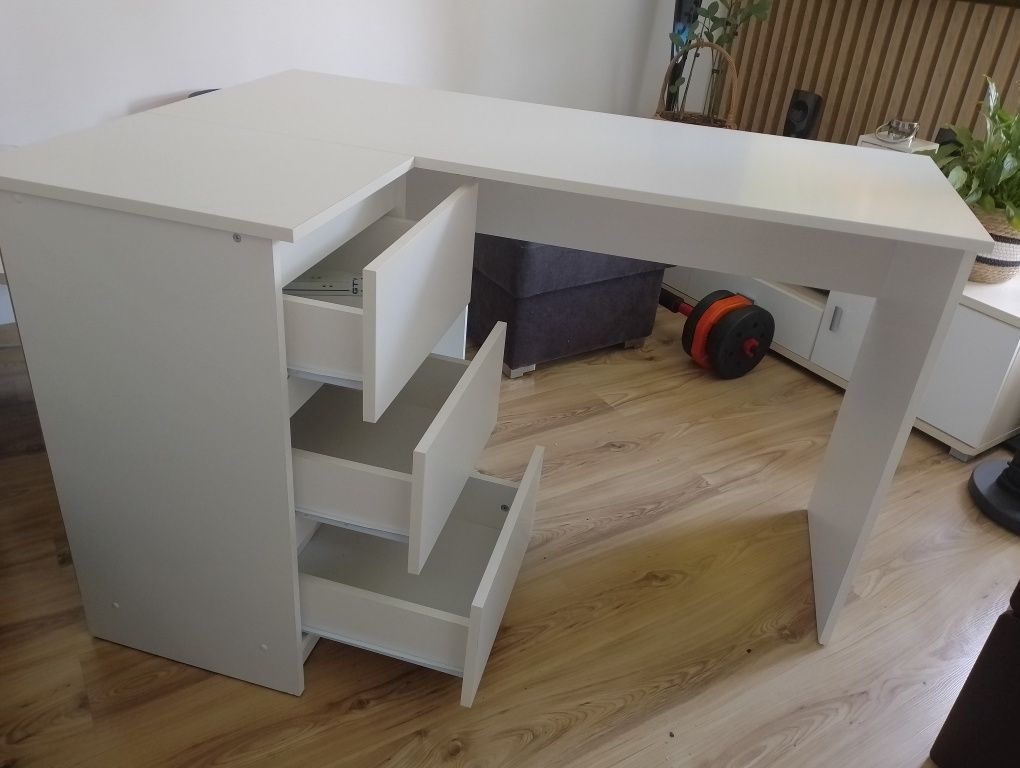 Biurko narożne Edinos biały mat