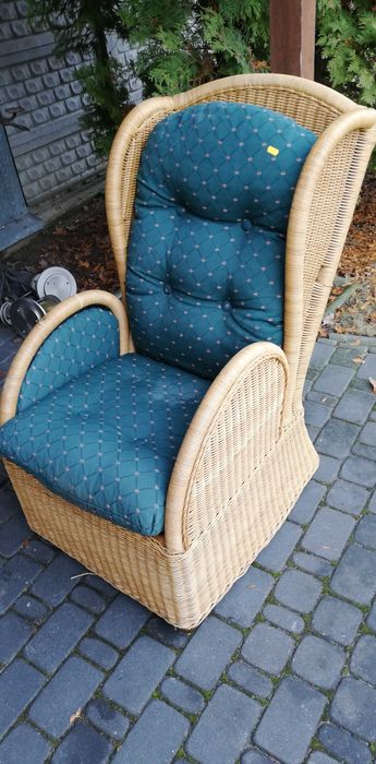 Fotel rattanowy wiklina krzesło ogrodowy leżak fotelik ławka stolik