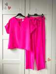 Komplet koszula + spodnie oversize pink róż 36 S 38 M