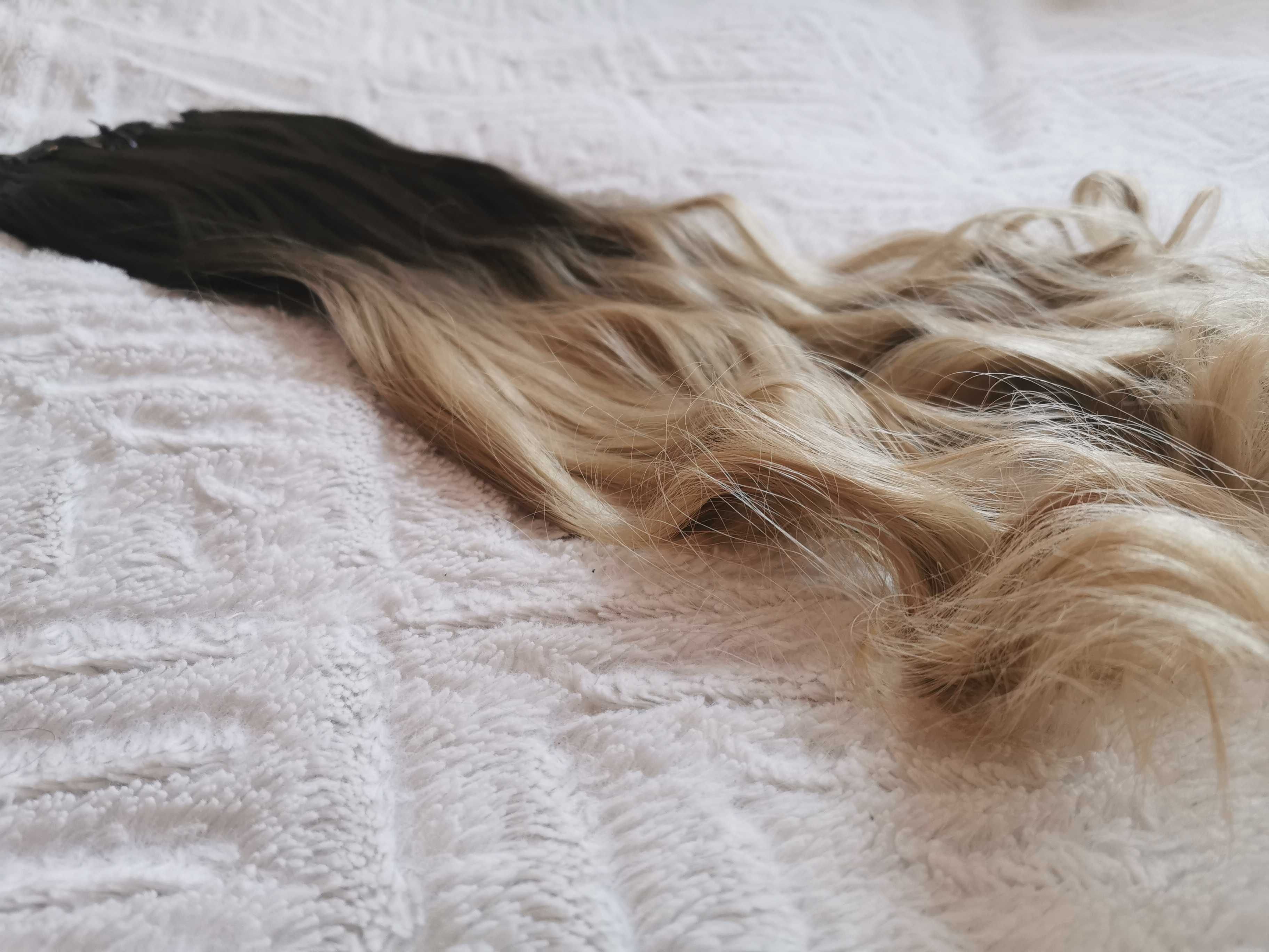 Doczepiane włosy clip in 65 cm ombre brąz blond
