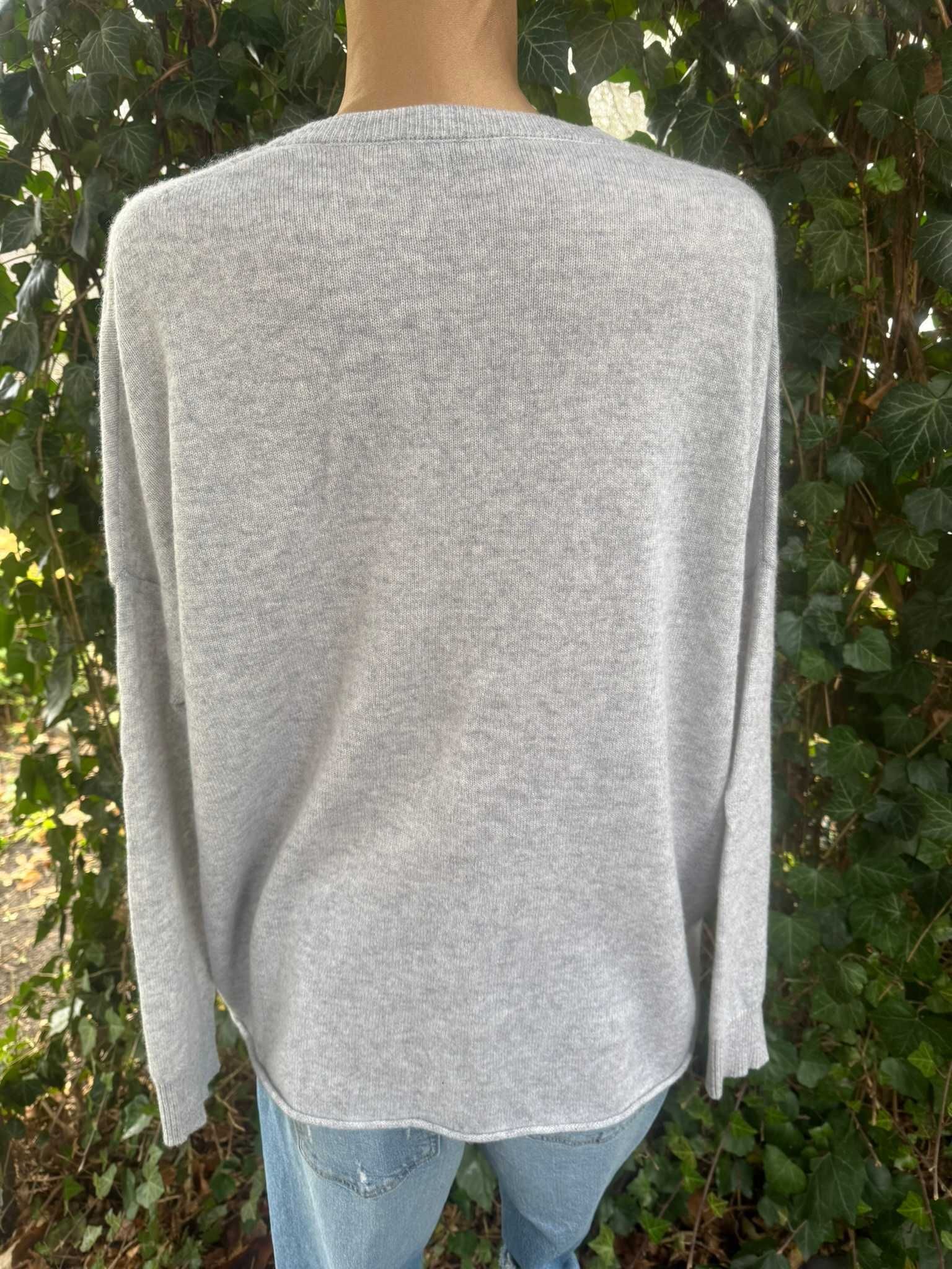 szary basic kaszmirowy sweter plus size xl