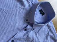 Koszula męska Jurel rozmiar 43 niebieska w biały paseczek.