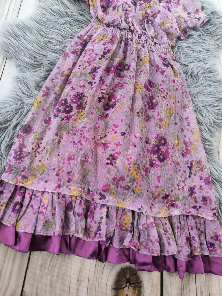 Intrend Max Mara sukienka w kwiatuszki 100% jedwab silk XS/S