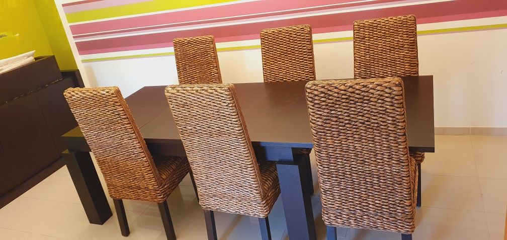 Mesa de Jantar extensível com abertura fácil - Carvalho escuro