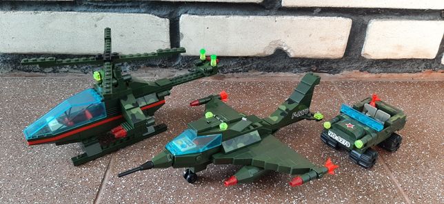 LEGO (Brick, аналог) Военный самолёт и вертолёт + военная машина.