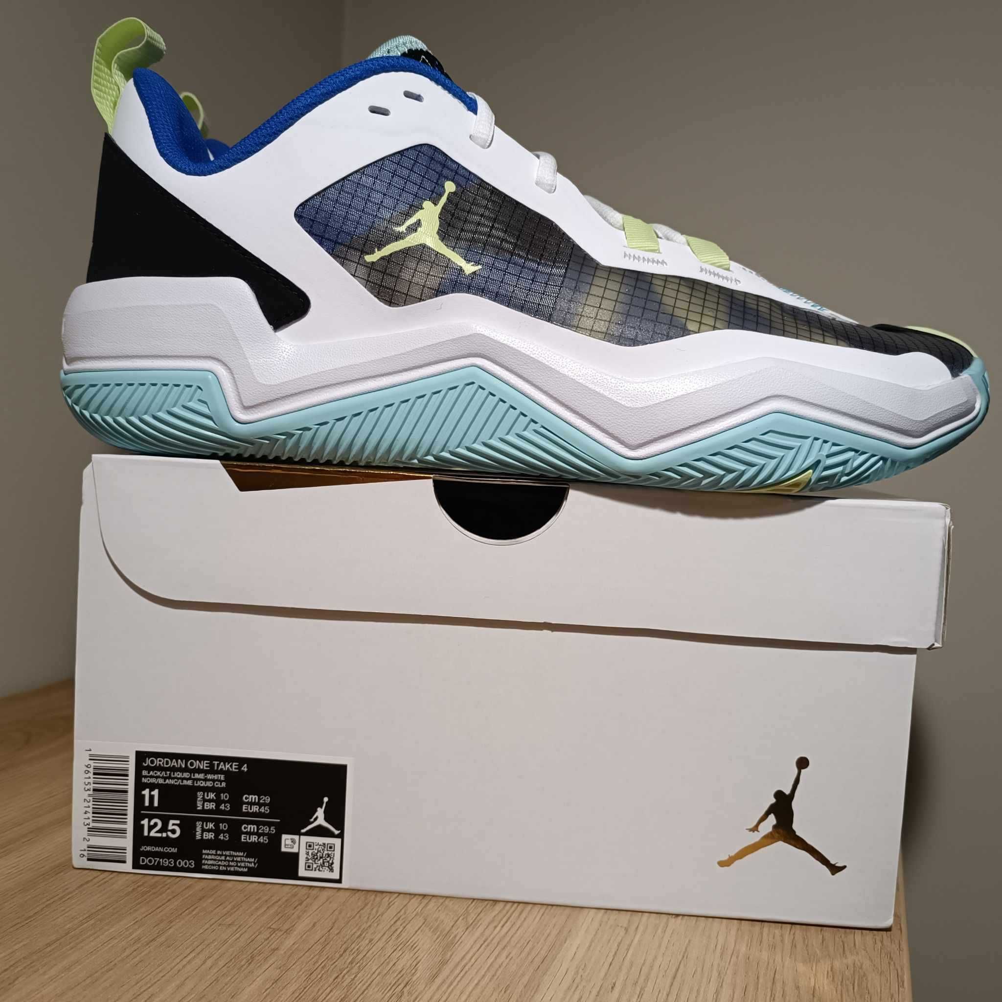 Jordan One Take 4 r. 45 (29 cm) Black/LT Liquid Lime-White