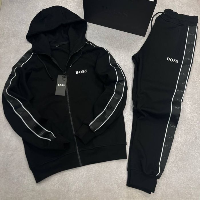 РАСПРОДАЖА -40% Мужской спортивный костюм BOSS черный люкс осень топ