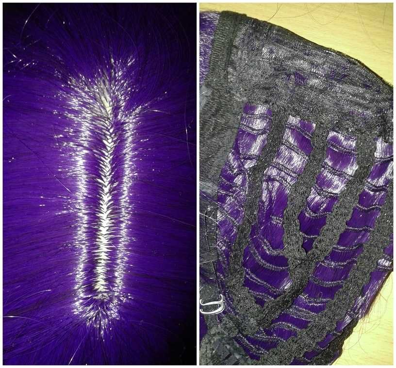 100cm metrowa długa prosta fioletowa peruka z grzywką cosplay wig