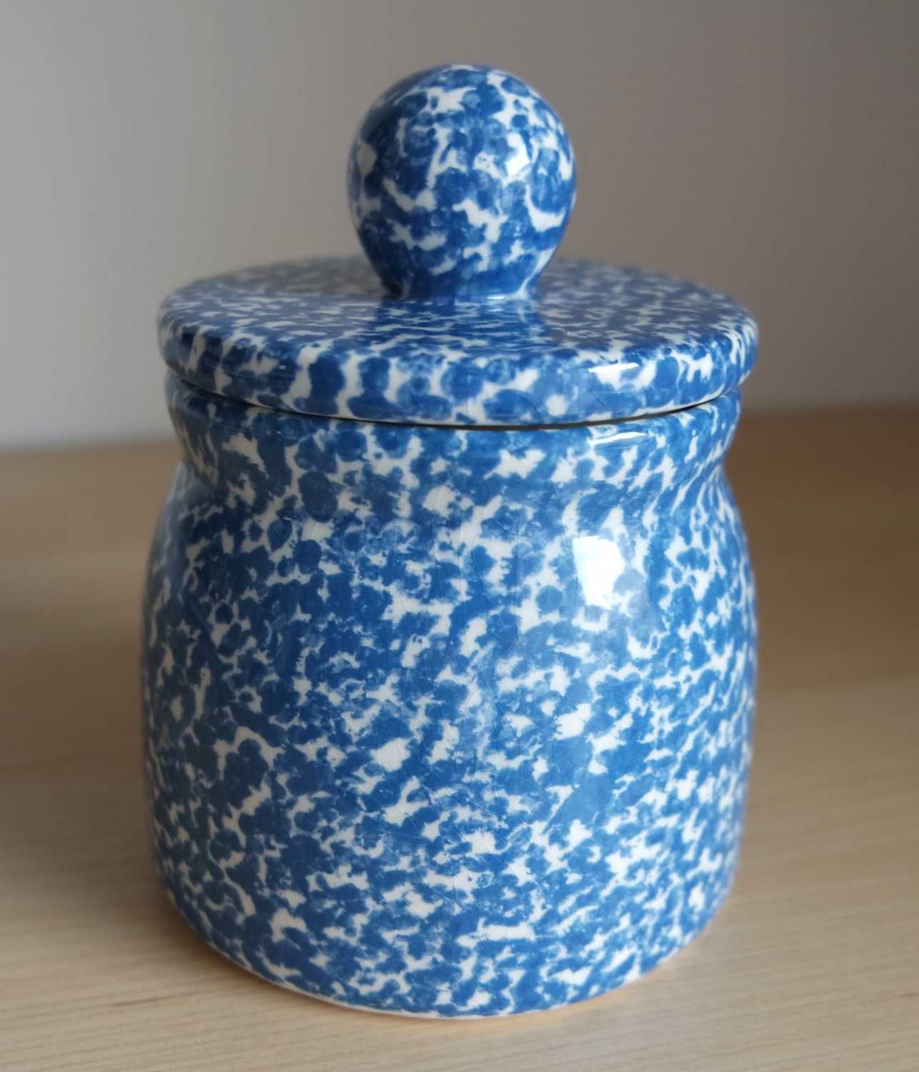Cukiernica ceramiczna niebieska unikatowa pokrywa