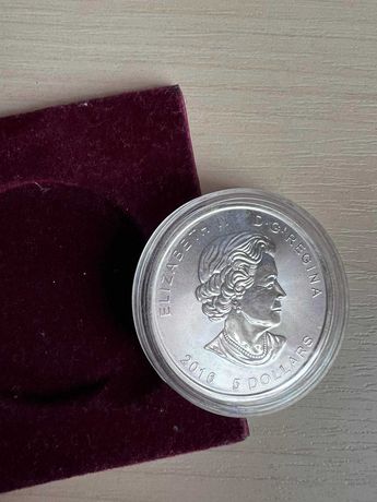 Монета інвестиційна срібло, Канада 5 доларів