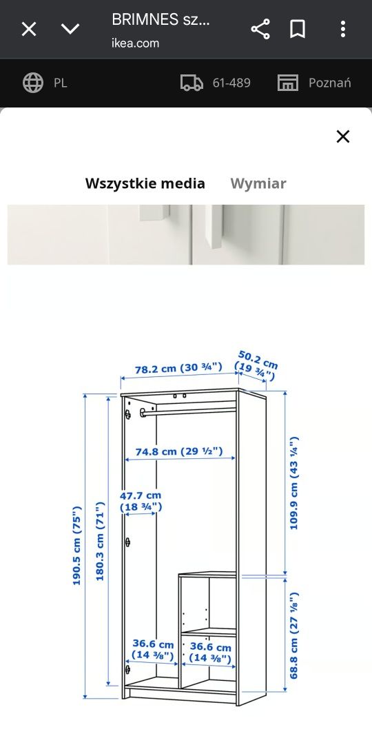 Biała szafa ikea BRIMNES