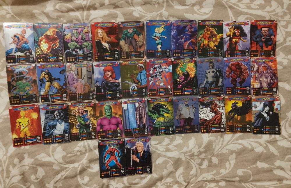 Karty kolekcjonerskie spider Man Heroes villains