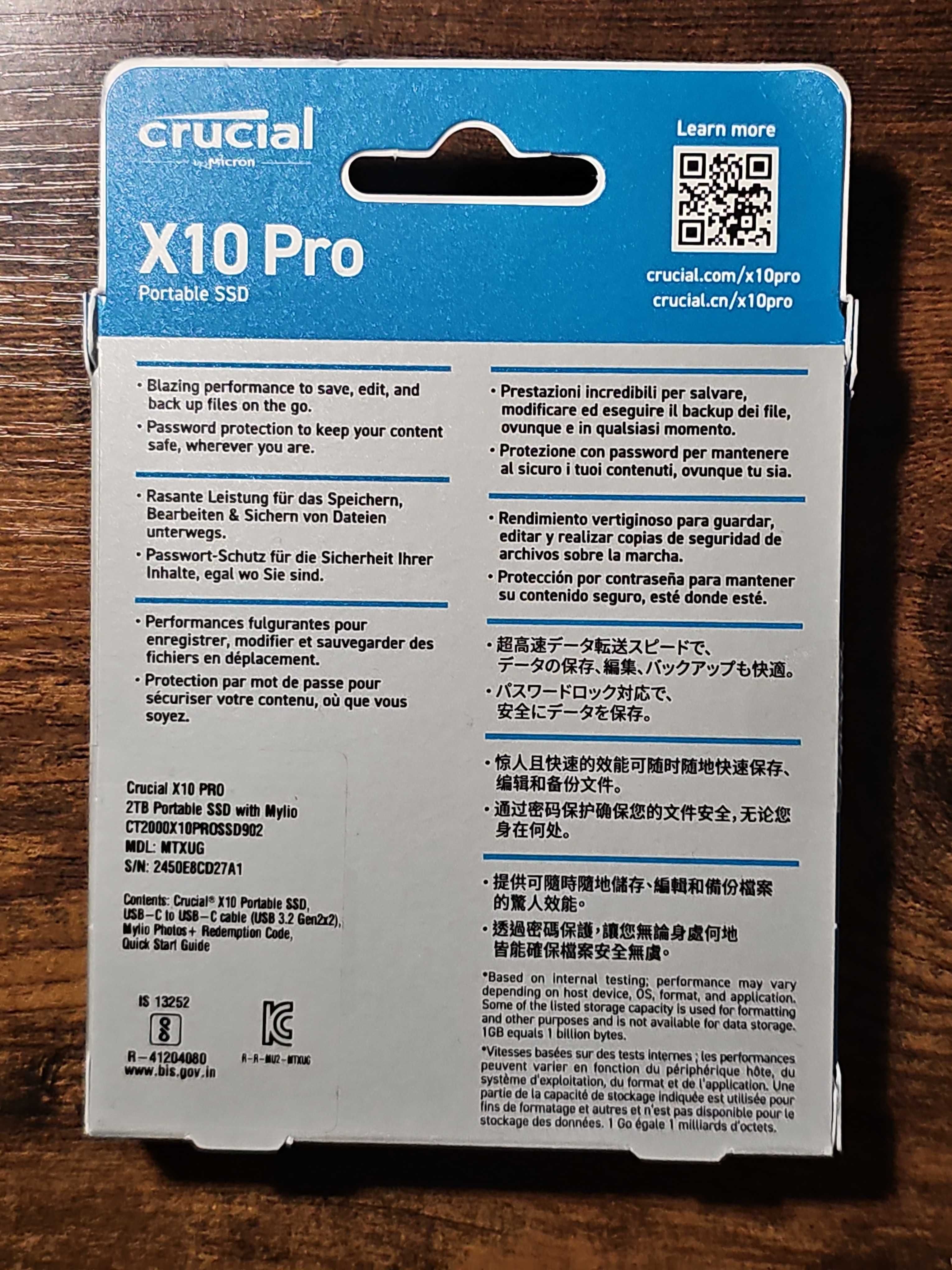 Crucial Dysk SSD X10 Pro 2TB USB-C 3.2 Gen2 2x2