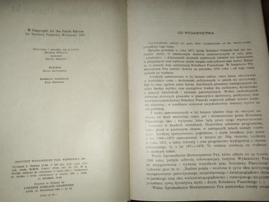 Bolesław Piasecki, Pisma, Kierunki
