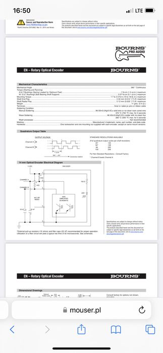 Enkodery Elektromechaniczne Bourns ENS1J-B28-L00256L Optical Encoders