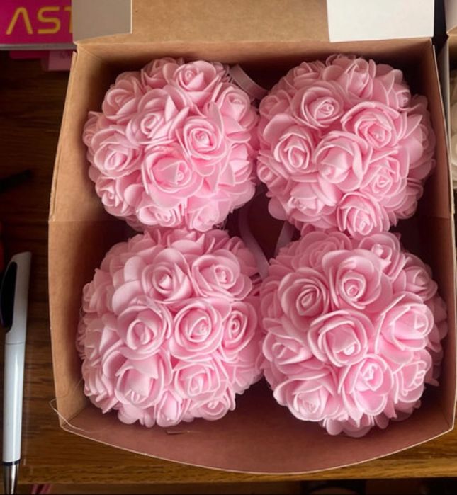 Bombki i misie z różyczek piankowych