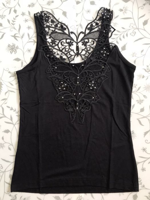 Dolce&Gabbana D&G top bokserka koronka diamenciki r. M (motyl black)