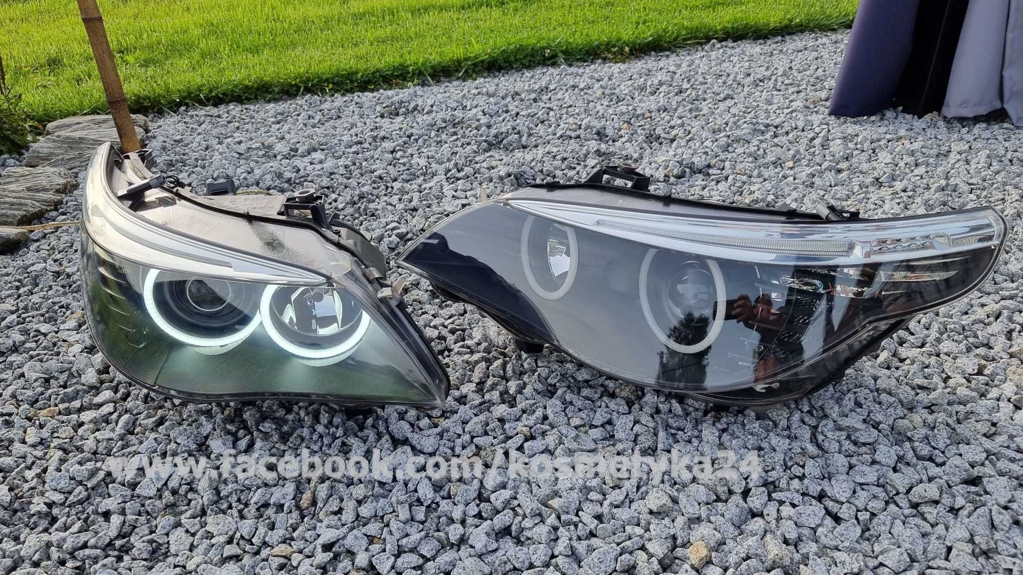 Reflektory lampy HELLA BMW E60 E61 Bi- Led ringi Cotton regenerowane