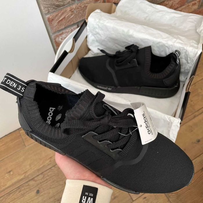 Мужские летние кроссовки Adidas NMD Black чорні кросівки адидас нмд