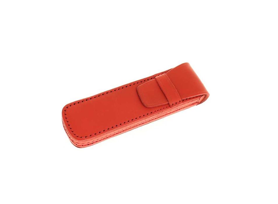 Czerwony piórnik skórzany pojemny skóra naturalna 100% PL