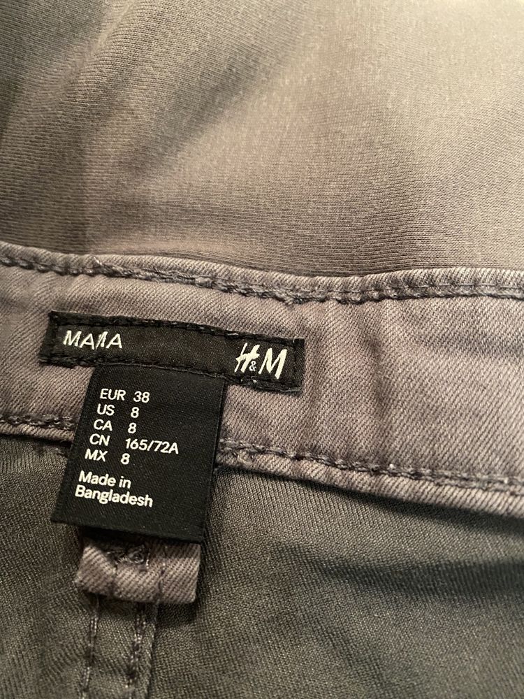 H&M mama ciążowe szare spodnie jeans rurki r. M/38 lycra