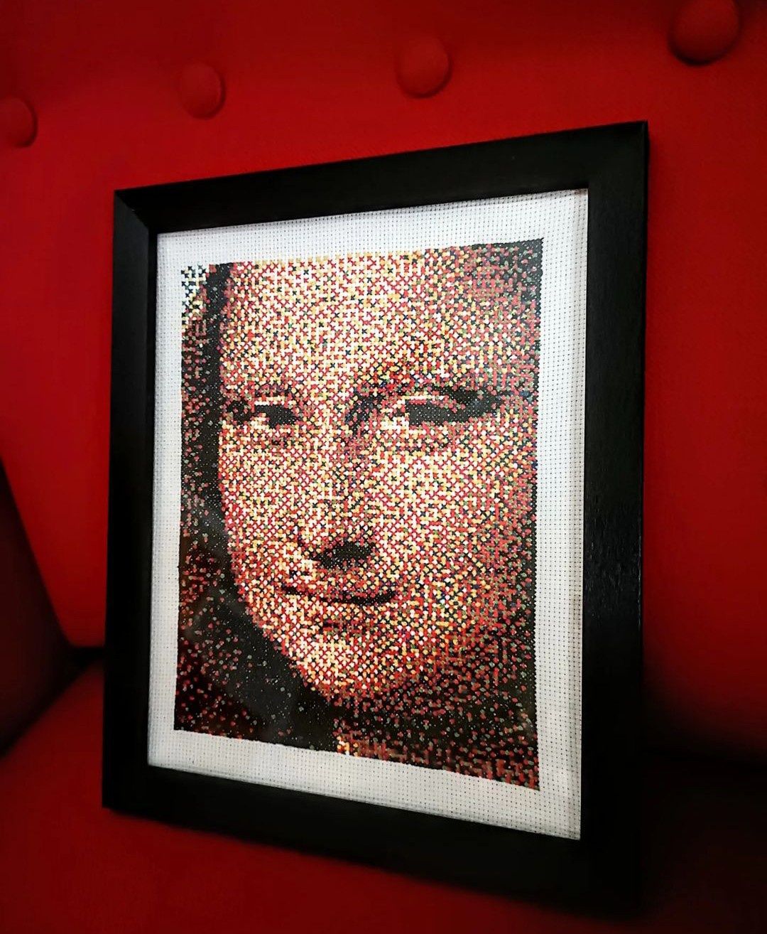 Quadro Monalisa bordado a mão