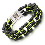 Bransoleta Bike Chain Łańcuch Rowerowy Limonkowo-Czarny