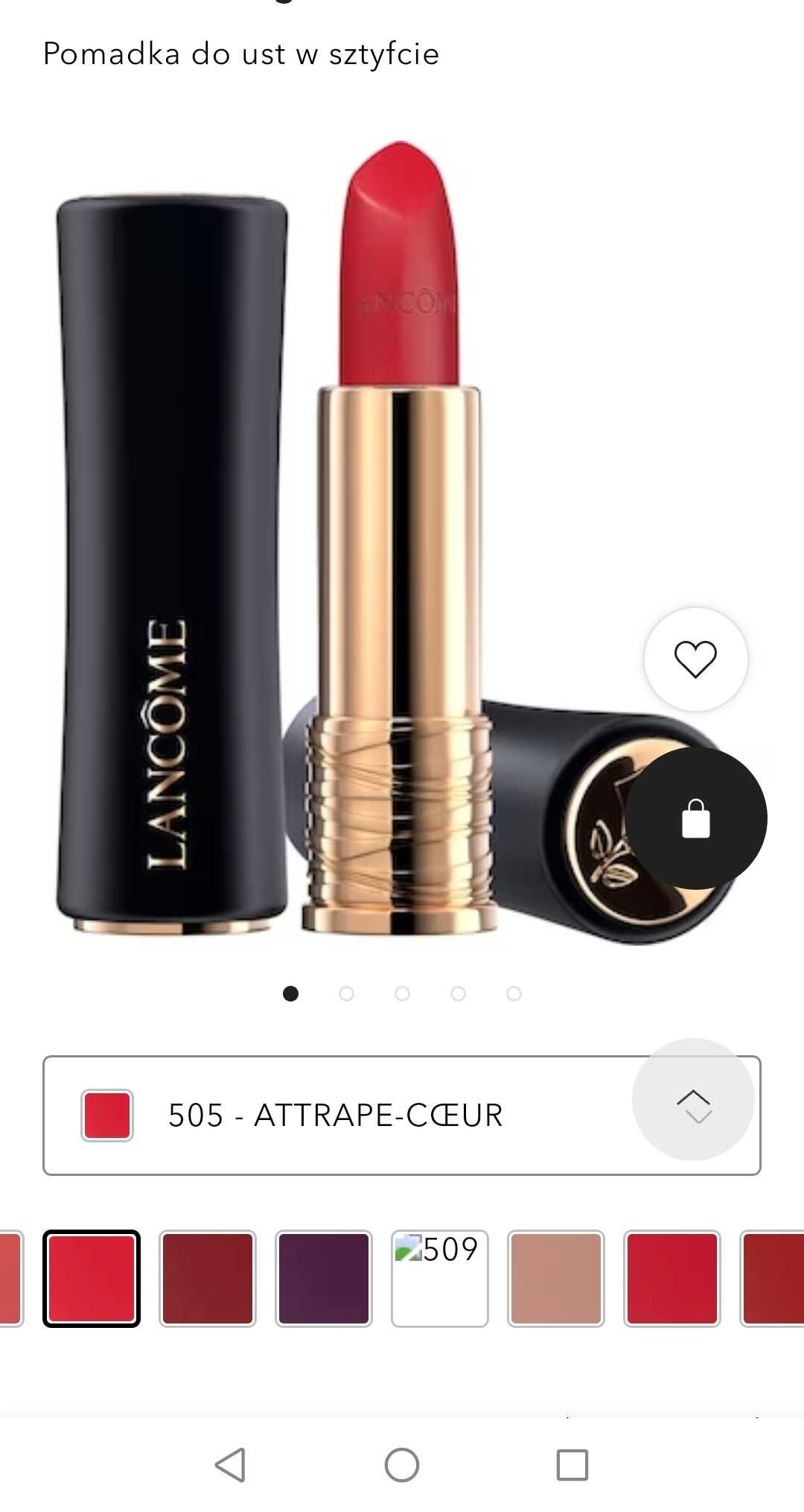 Lancome L'absolu Rouge Drama Matte czerwona szminka pomadka 505