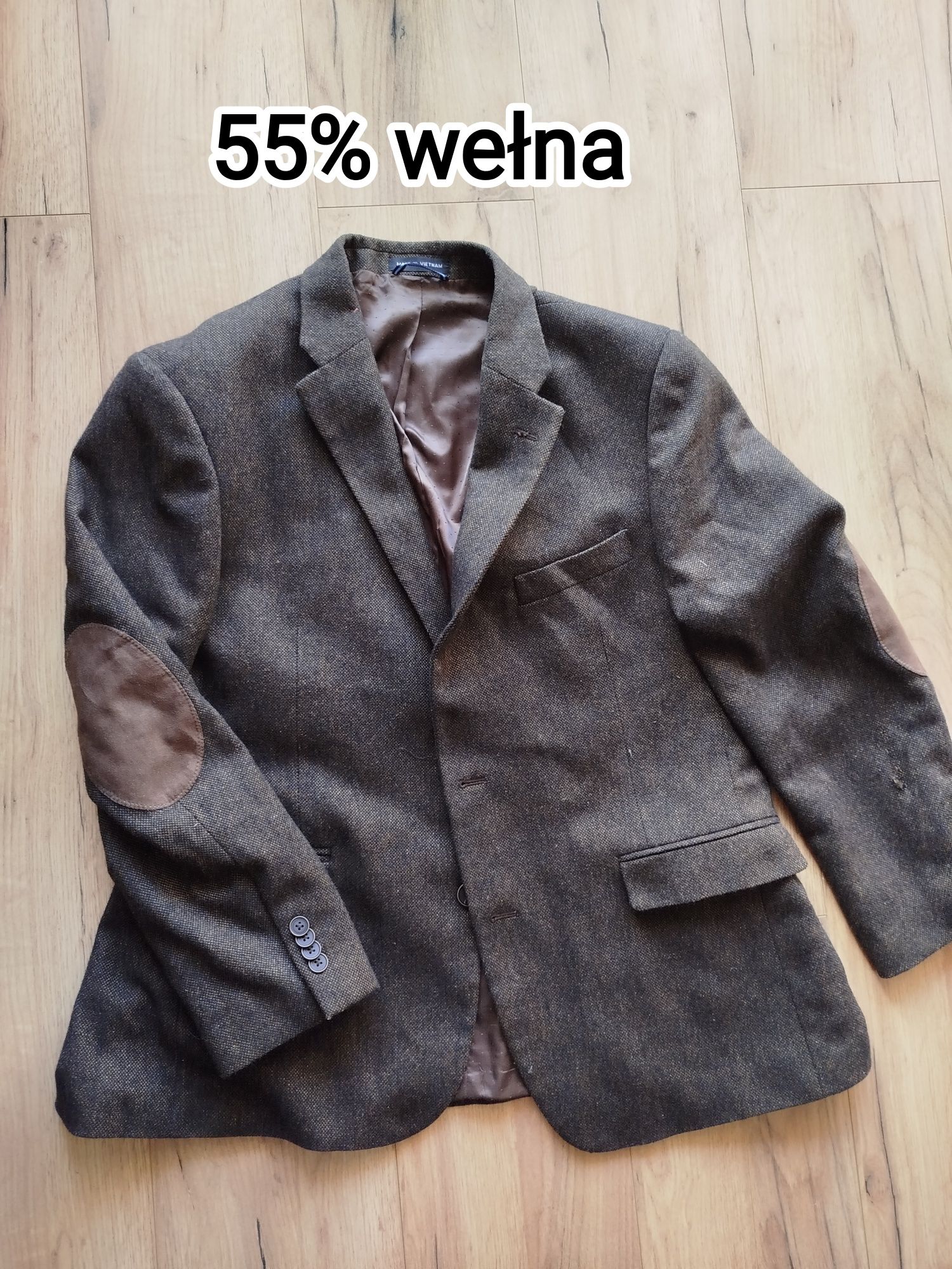 marynarka tommy wełniana old money z latami na lokciach oversize
