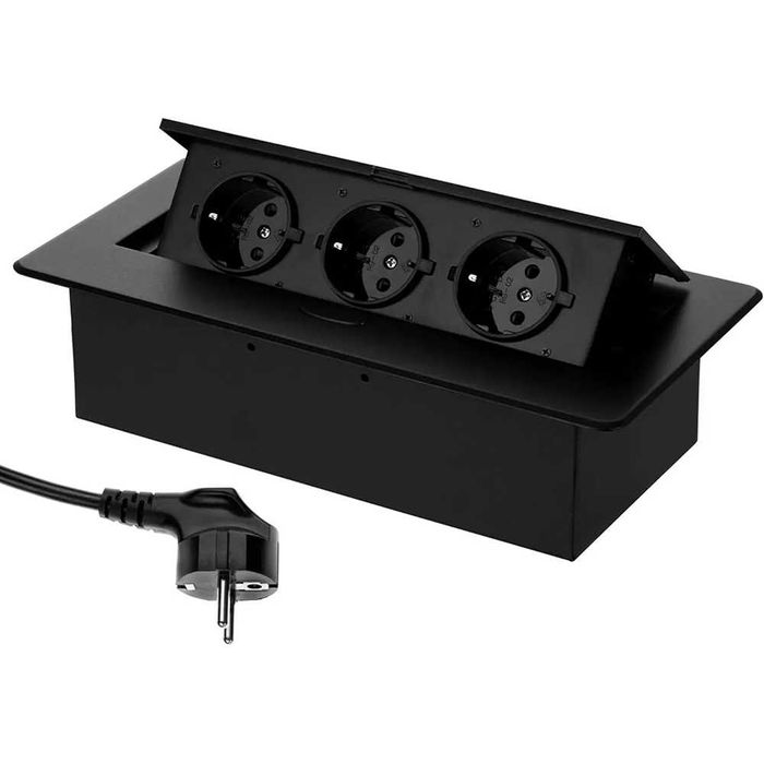 Розетка потрійна вбудована у стільницю прихована встроенная скрытая