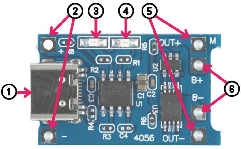Ładowarka Li-Ion Li-pol z buforem TP4056 1A USB-C