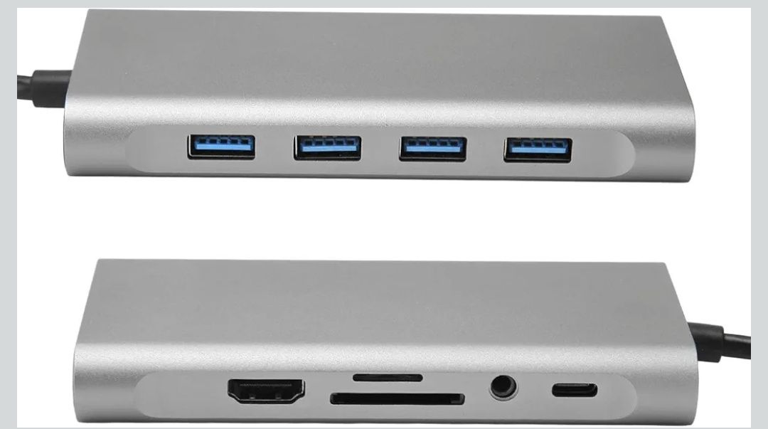 Hub USB 11w1 3.0 HDMI 4K VGA Karta SD LAN RJ45 NOWY