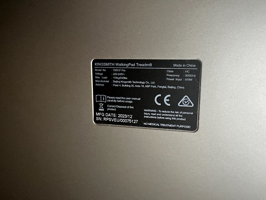 Bieżnia elektryczna Składana z kółeczkami KINGSMITH TRR1F 918W 10km/h