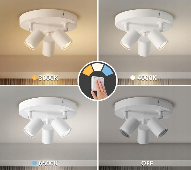 Nowoczesna lampa sufitowa LED z regulowanymi reflektorami