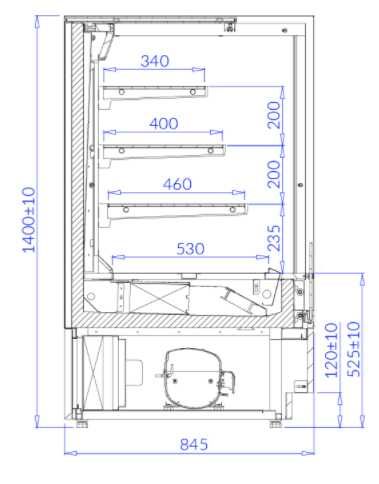 Witryna cukiernicza otwarta  CUBE 2 0.6W OPEN | 640x845x1400mm