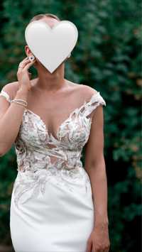 Biała suknia ślubna gladka syrenka dopasowana Madonna