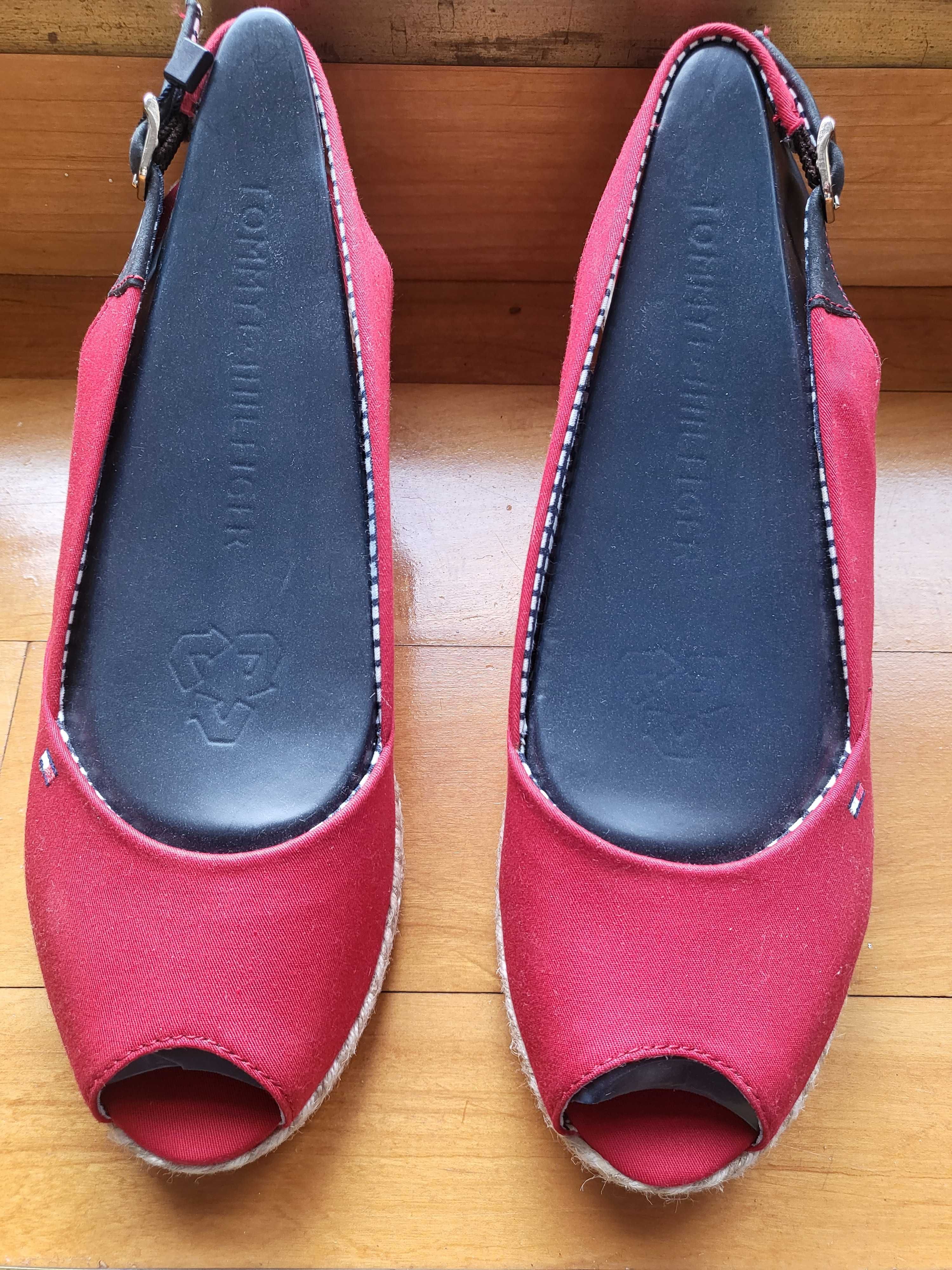 Tommy Hilfiger nowe 39 buty koturny espadryle czerwone