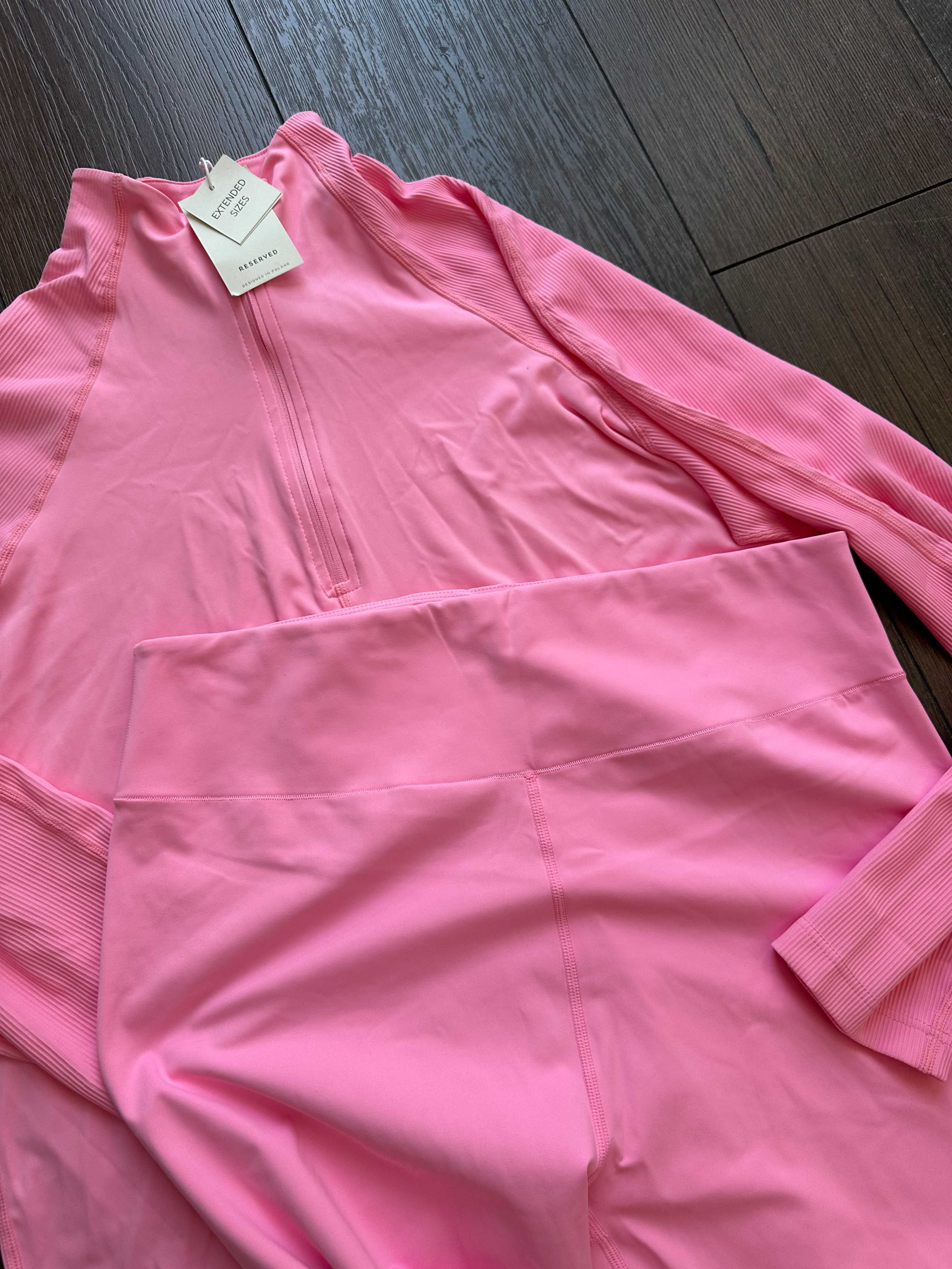 Nowy z metką różowy komplet dresowy bluza legginsy damski Reserved 48
