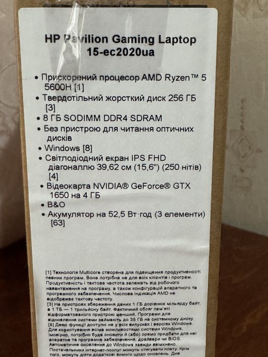 Игровой Ноутбук HP Pavilion Gaming 15 R5 5600H GTX 1650