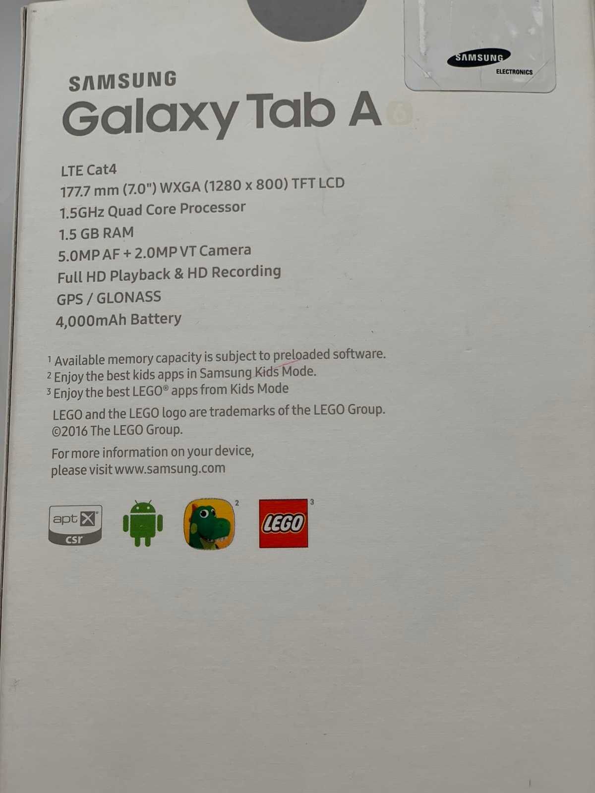 Продам полностью рабочий планшет Samsung Galaxy Tab A 6.0" LTE Black