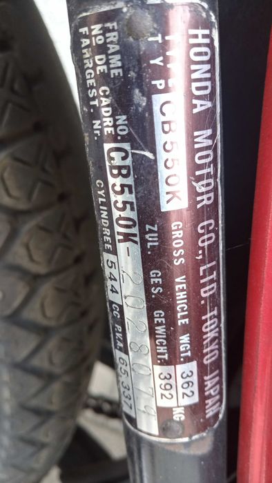 Honda Cb k550 zarejestrowana